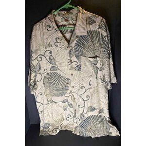 Vtg Tommy Bahama Hawaiian Shirt Mens XL Silk Floral Shell Beach Shirt